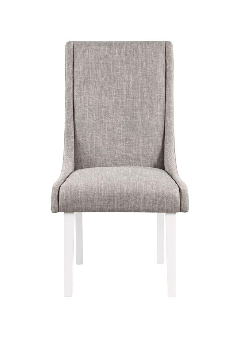 Hollyn Gray Linen & White Finish Side Chair (Set-2)