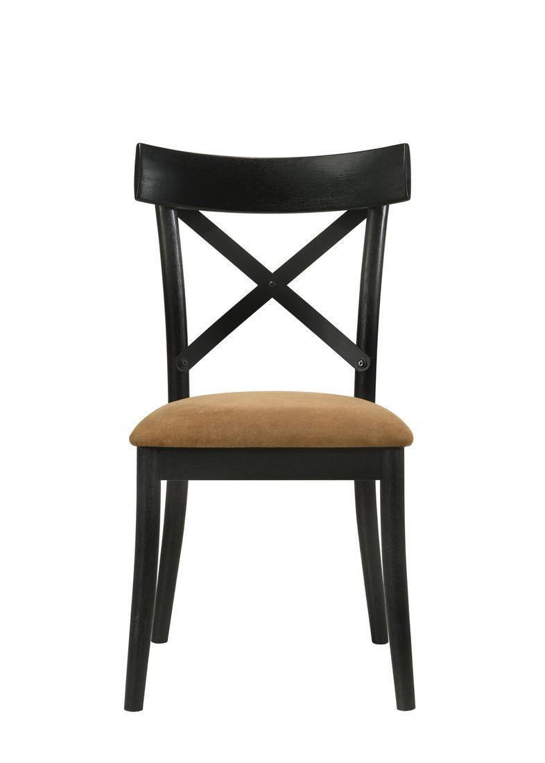 Hillary Brown Leathaire & Black Finish Side Chair (Set-2)
