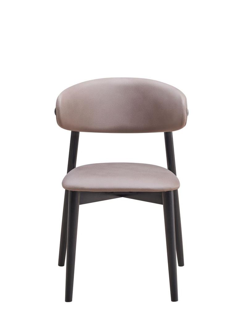 Lanae Gray Polish Mircofiber & Black Finish Side Chair (Set-2)