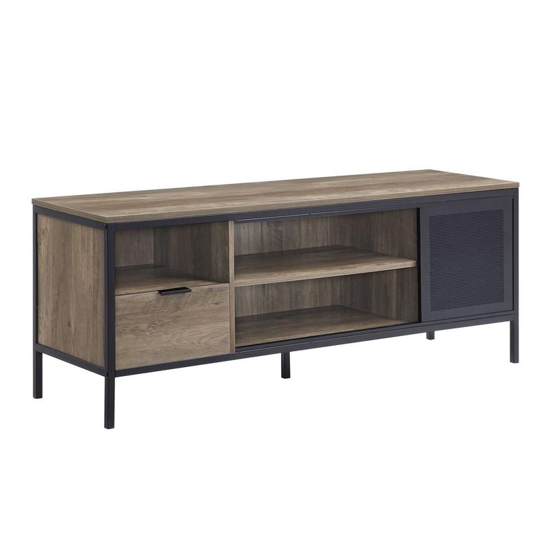 Nantan Rustic Oak & Black Finish Tv Stand