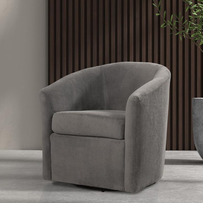 Odessa Barrel Style Swivel Accent chair in Performance Fabric