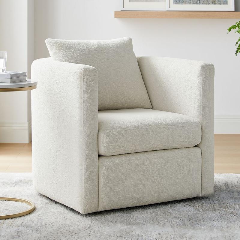Sheldon Ivory Performance Fabric Swivel Barrel Chair