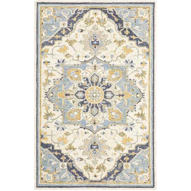 Alfresco 28402 Blue/ Ivory Hand-crafted Wool Area Rug - 3'6" x 5'6"