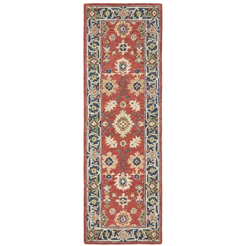 Alfresco 28404 Red/ Blue Hand-crafted Wool Area Rug - 2'6" x 8'
