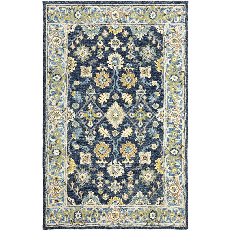 Alfresco 28405 Navy/ Blue Hand-crafted Wool Area Rug - 3'6" x 5'6"