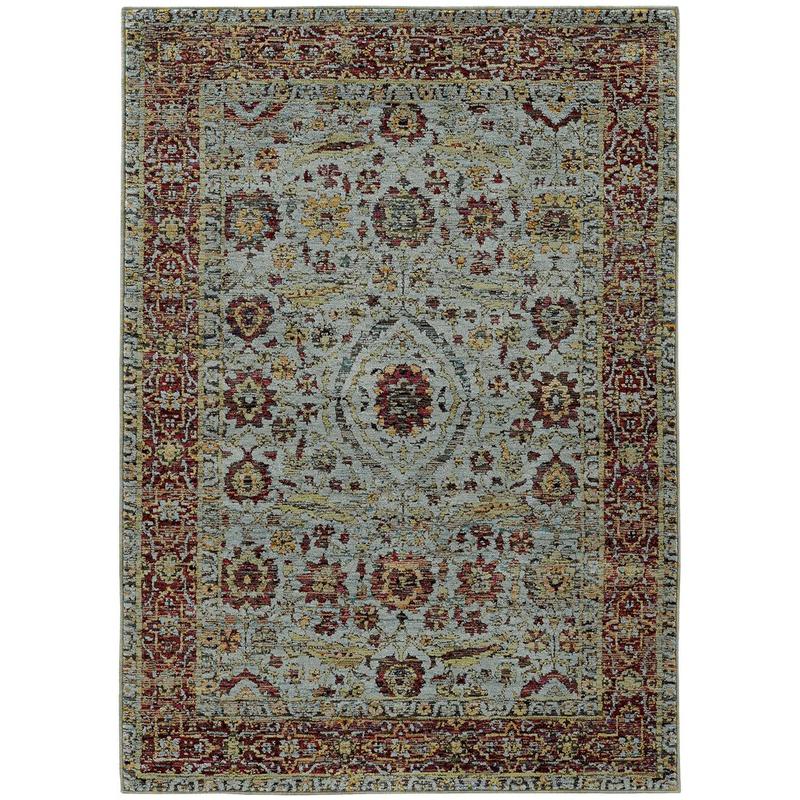 Andorra 7155A Blue/ Red Indoor Area Rug - 1'10" x 3'2"