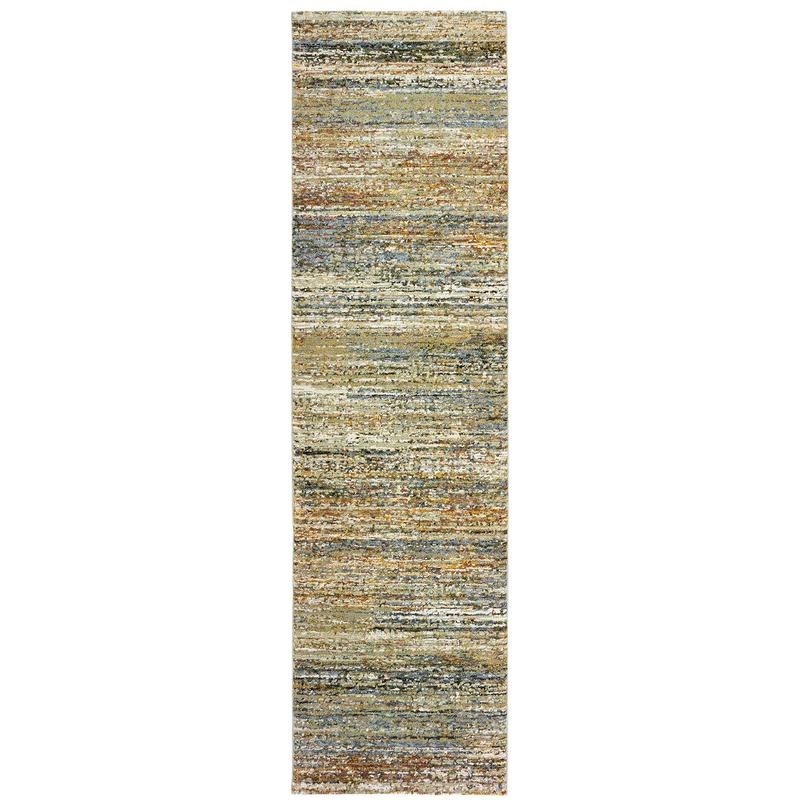 Atlas 8037J Gold/ Green Indoor Area Rug - 2'3" x 8'