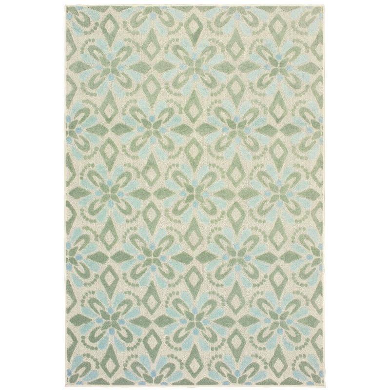 Barbados 5994J Ivory/ Green Indoor/Outdoor Area Rug - 9'10" x 12'10"