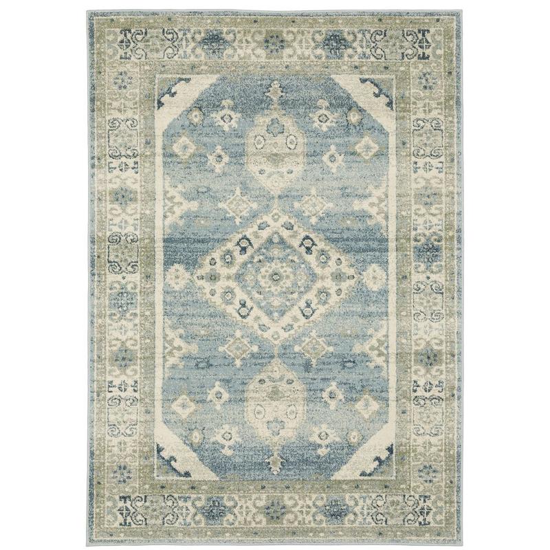 Branson BR03A Blue/ Grey Indoor Area Rug - 6'7" x 9'2"