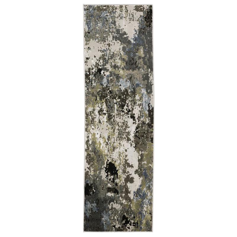 Caravan 502Z8 Grey/ Green Indoor Area Rug - 2'3" x 7'6"