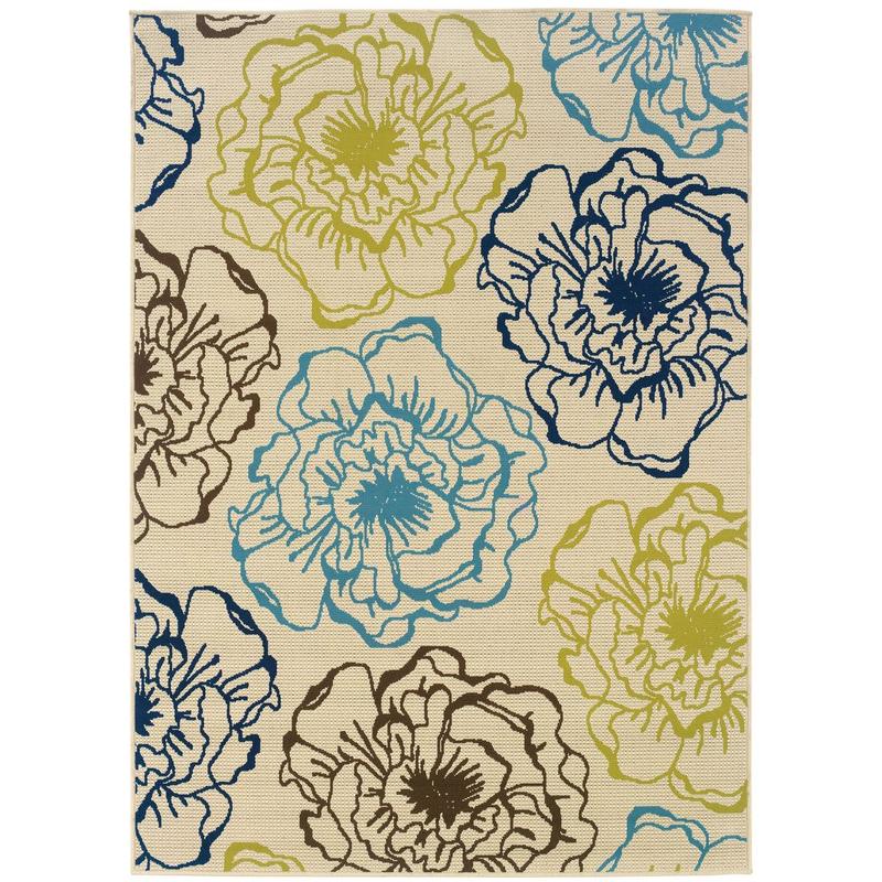 Caspian 3065Y Ivory/ Blue Indoor/Outdoor Area Rug - 8'6" x 13'