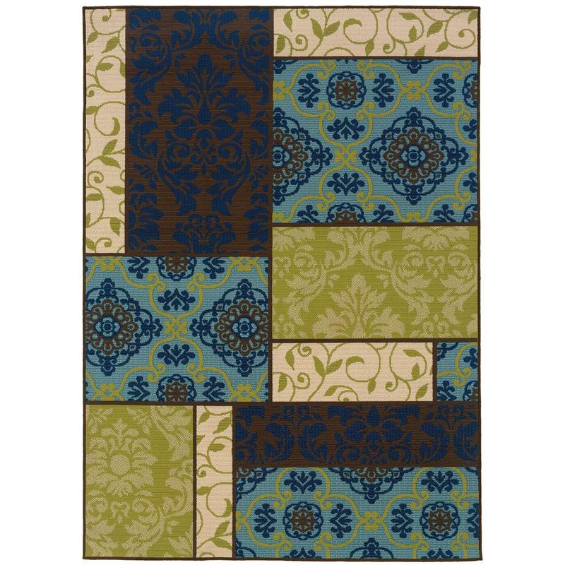 Caspian 3066V Brown/ Blue Indoor/Outdoor Area Rug - 8'6" x 13'