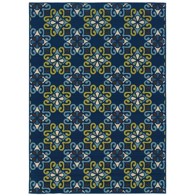 Caspian 3331L Blue/ Green Indoor/Outdoor Area Rug - 8'6" x 13'