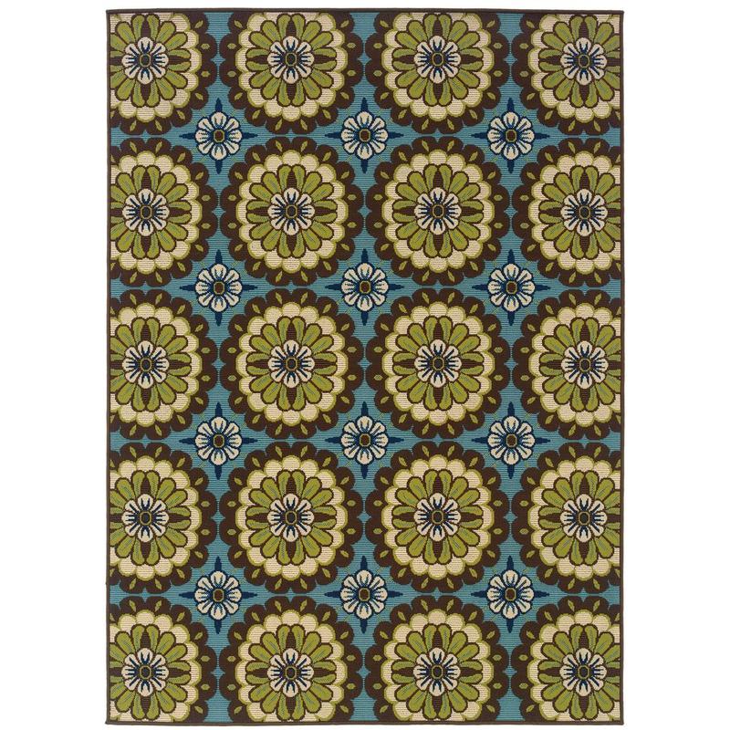 Caspian 8328L Blue/ Brown Indoor/Outdoor Area Rug - 7'10" x 10'10"