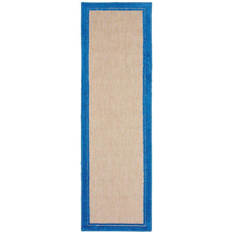 Cayman 5594B Sand/ Blue Indoor/Outdoor Area Rug - 2'3" x 7'6"