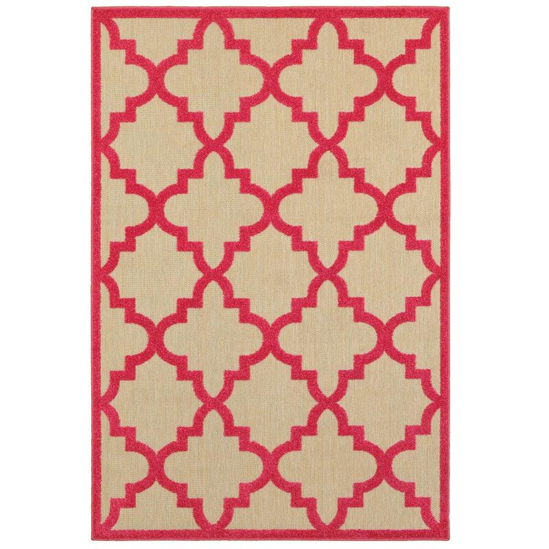 Cayman 660P9 Sand/ Pink Indoor/Outdoor Area Rug - 1'10" x 3'3"