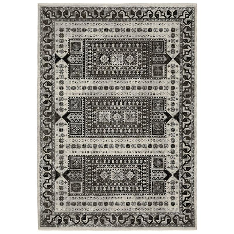 Chamberlain CH01G Ivory/ Charcoal Indoor Area Rug - 3'3" x 5'