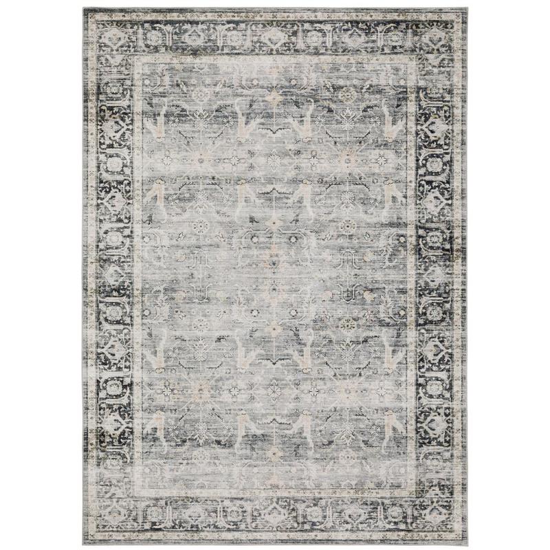 Charleston CHA07 Charcoal/ Grey Machine Washable Indoor Area Rug