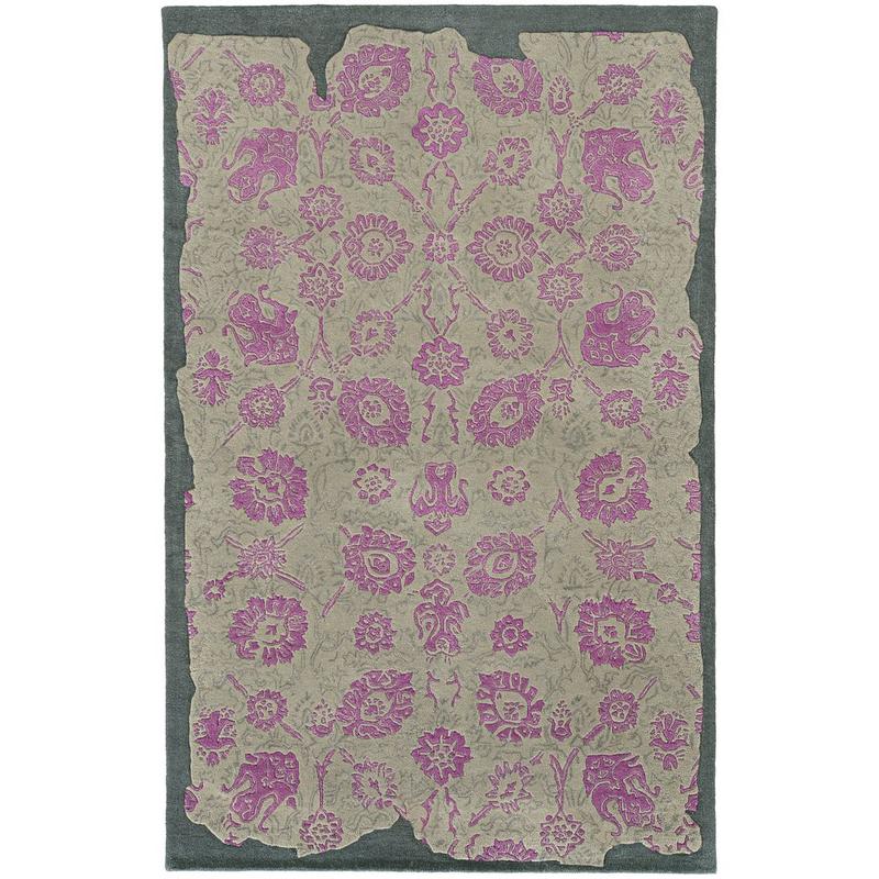 Color Influence 45104 Grey/ Pink Hand-crafted Wool Blend Area Rug - 10' x 13'