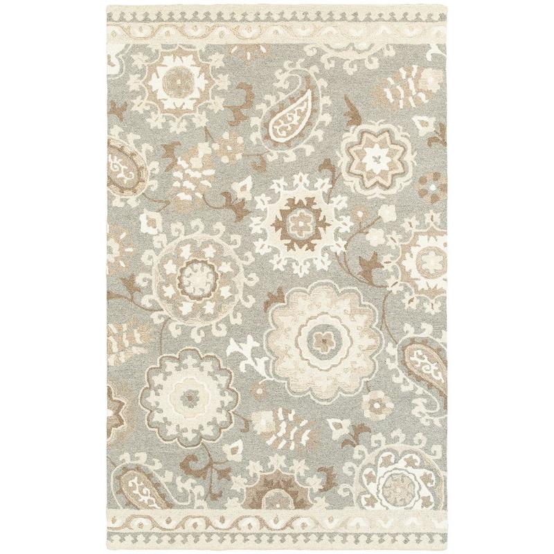 Craft 93003 Grey/ Sand Hand-crafted Wool Area Rug - 3'6" x 5'6"