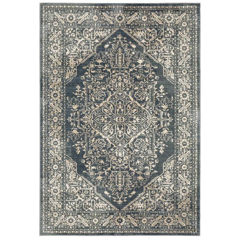 Fiona 5560A Blue/ Beige Indoor Area Rug - 9'10" x 12'10"