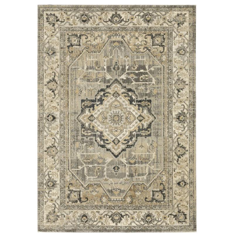 Florence 1805X Beige/ Grey Indoor Area Rug - 5'3" x 7'6"