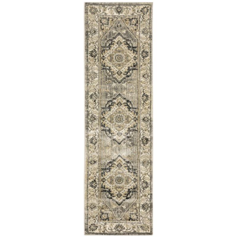 Florence 1805X Beige/ Grey Indoor Area Rug - 2'3" x 7'6"