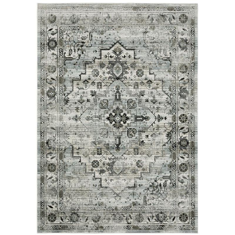 Gemini 020Z2 Grey/ Blue Indoor Area Rug - 3'10" x 5'5"