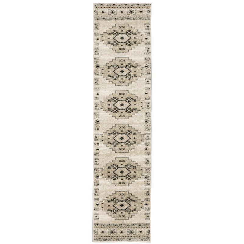Georgia 643A0 Ivory/ Grey Indoor Area Rug - 1'10" x 7'6"