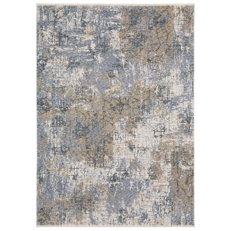 Hayden HAY08 Beige/ Blue Indoor Area Rug - 2'3" x 7'6"