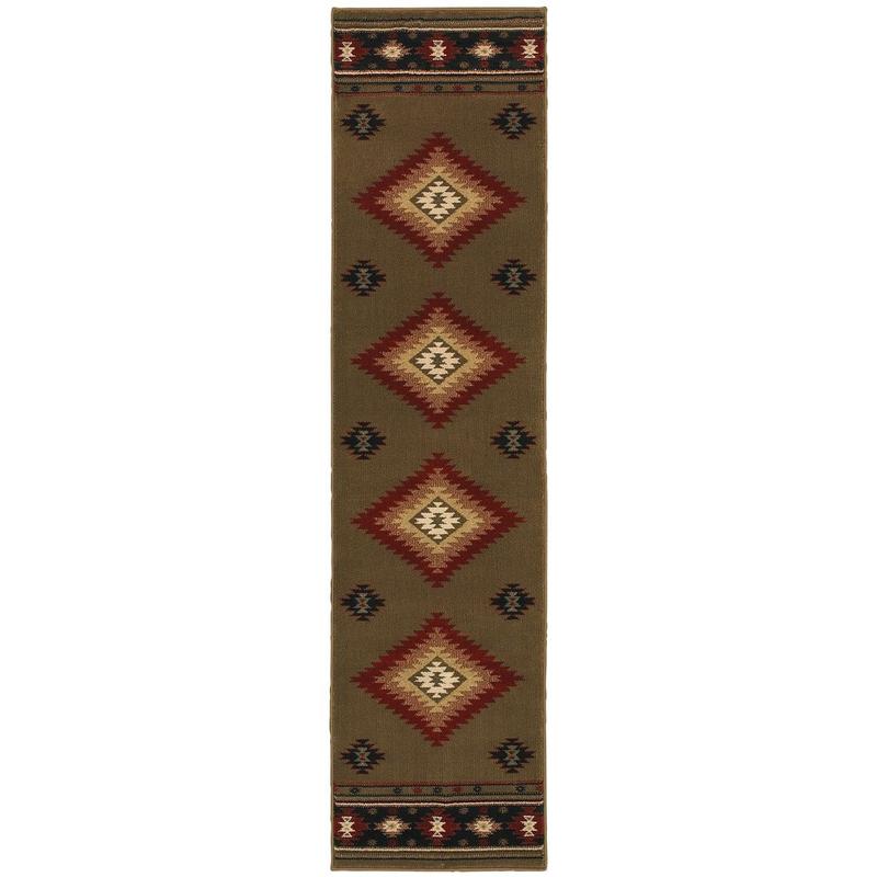 Hudson 087J1 Green/ Red Indoor Area Rug - 1'10" x 7'6"