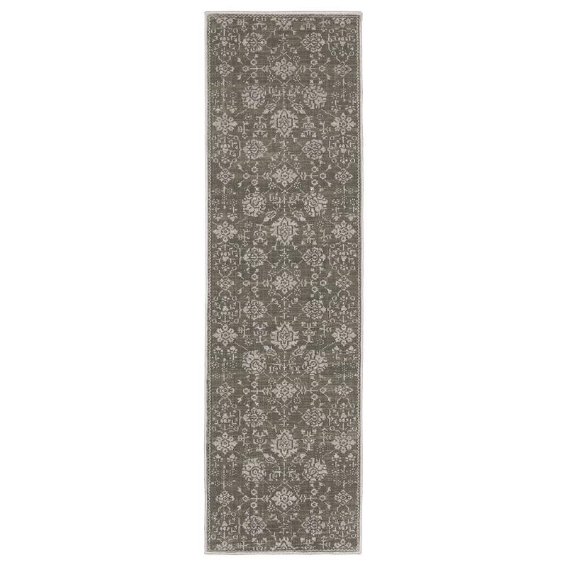 Intrigue INT01 Grey/ Light Grey Indoor Area Rug - 2'3" x 7'6"