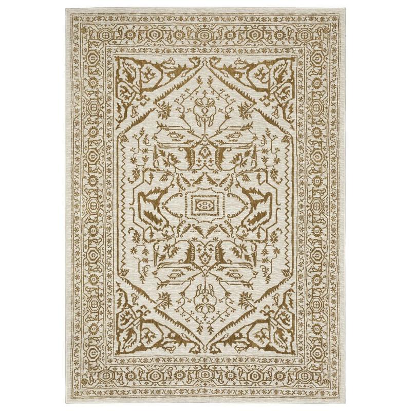 Intrigue INT03 Ivory/ Gold Indoor Area Rug - 9'10" x 12'10"