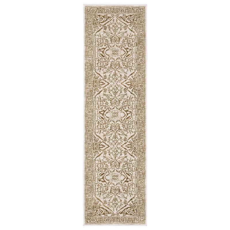 Intrigue INT03 Ivory/ Gold Indoor Area Rug - 2'3" x 7'6"