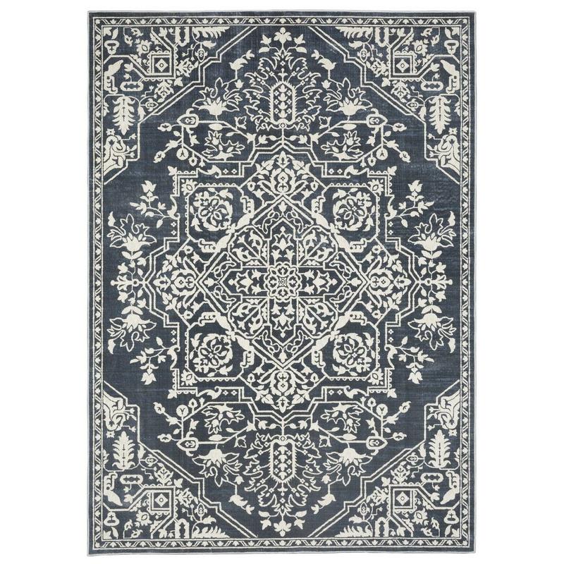 Intrigue INT10 Blue/ Ivory Indoor Area Rug - 3'10" x 5'5"
