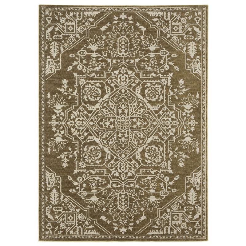Intrigue INT11 Gold/ Beige Indoor Area Rug - 3'10" x 5'5"