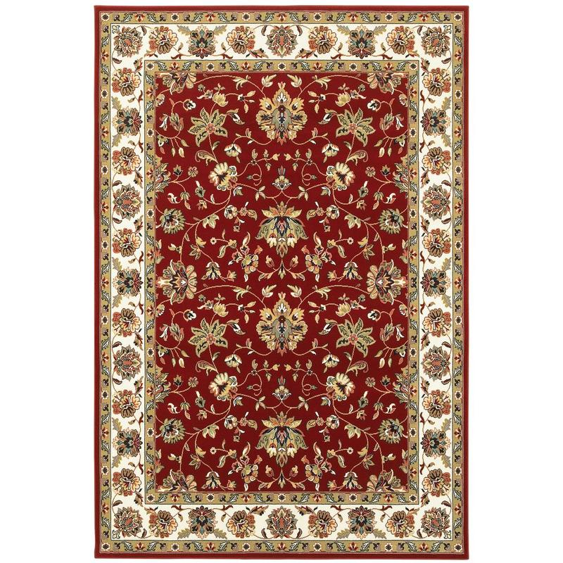 Kashan 4929R Red/ Ivory Indoor Area Rug - 3'10" x 5'5"
