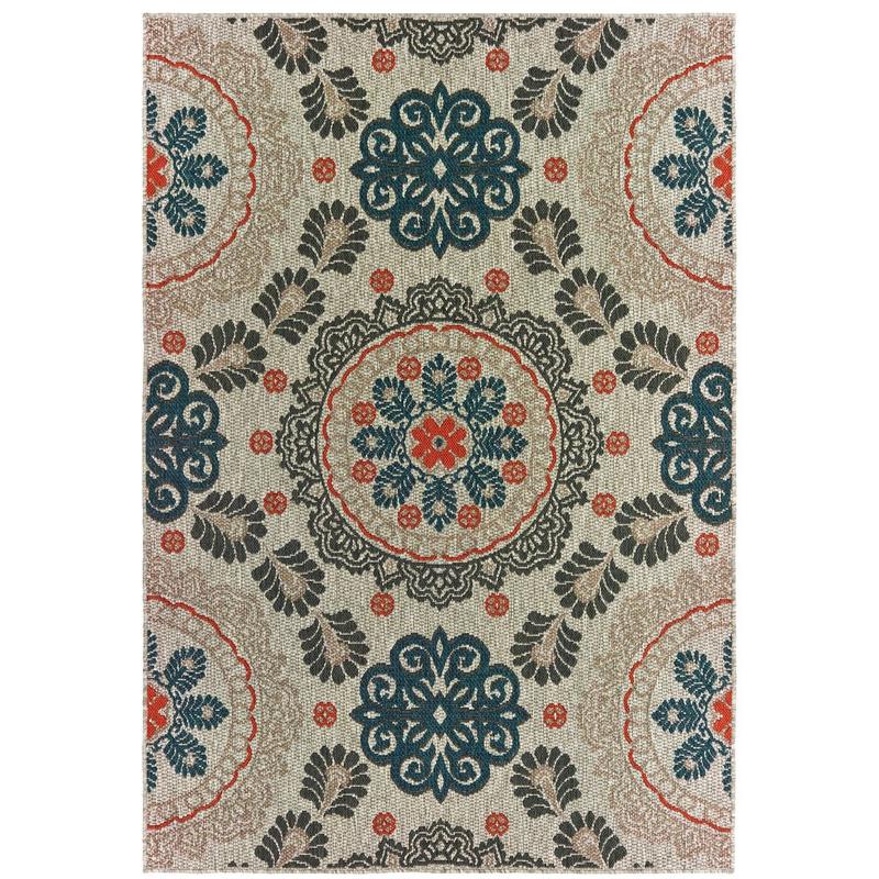 Latitude 1903W Grey/ Teal Indoor/Outdoor Area Rug - 3'3" x 5'