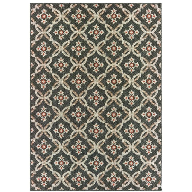Latitude 1904K Grey/ Orange Indoor/Outdoor Area Rug - 3'3" x 5'