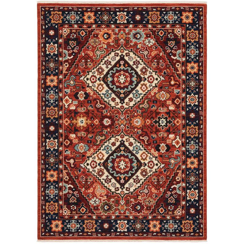 Lilihan 2061V Red/ Blue Indoor Area Rug - 2' x 3'