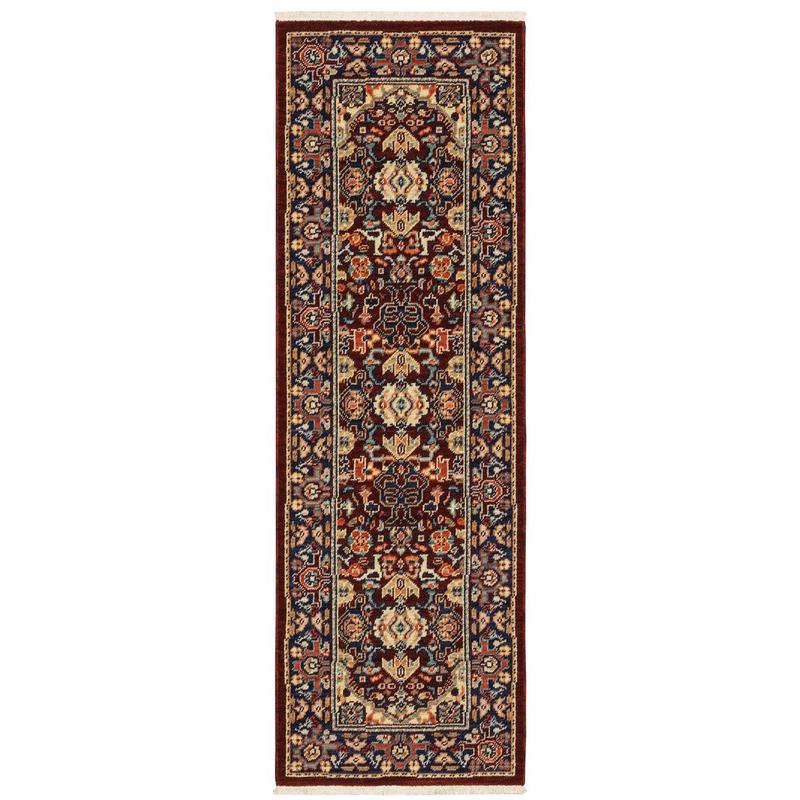 Lilihan 2062R Red/ Blue Indoor Area Rug - 2' x 6'