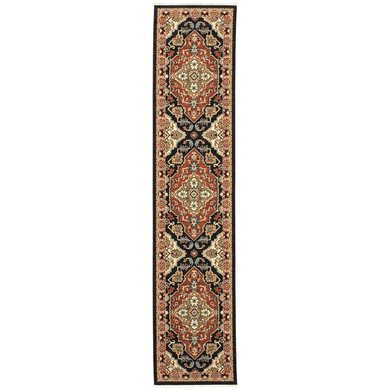 Lilihan 4929A Black/ Rust Indoor Area Rug