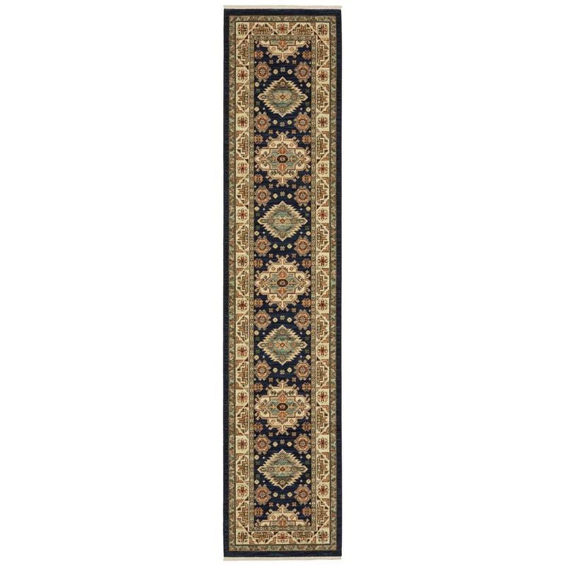 Lilihan 532B6 Navy/ Multi Indoor Area Rug - 2'6" x 12'