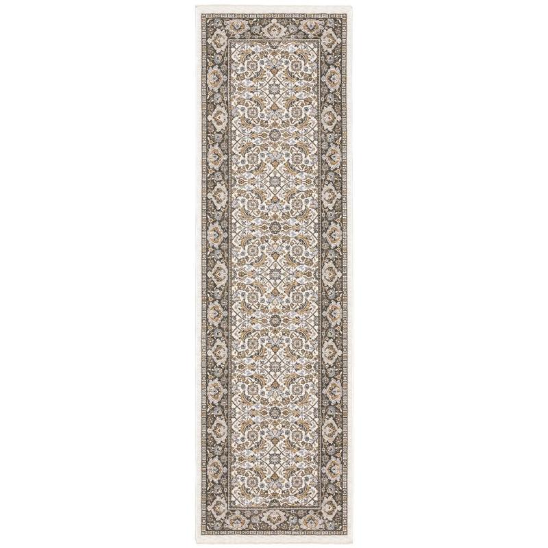 Maharaja 2061N Ivory/ Grey Indoor Area Rug - 2'3" x 7'6"