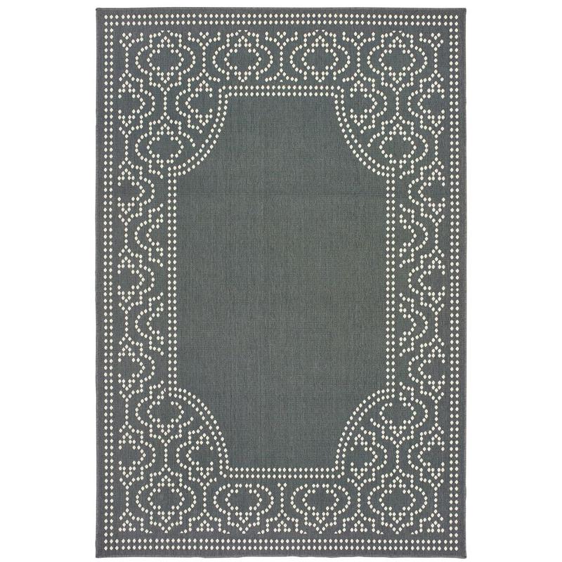 Marina 1247X Grey/ Ivory Indoor/Outdoor Area Rug - 1'9" x 3'9"