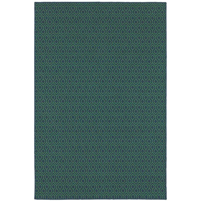 Meridian 1634Q Navy/ Green Indoor/Outdoor Area Rug - 1'10" x 2'10"