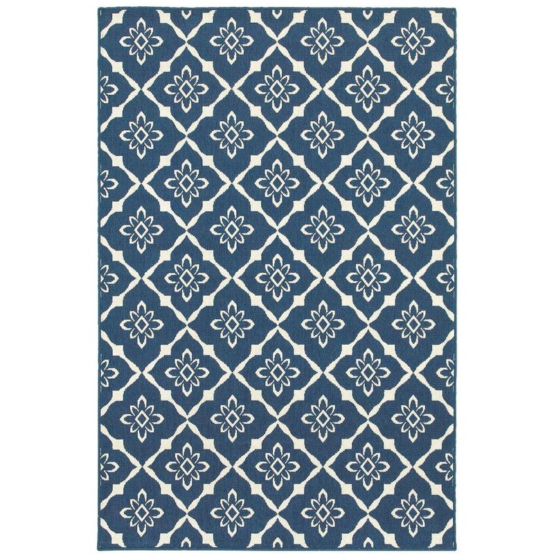 Meridian 5703B Navy/ Ivory Indoor/Outdoor Area Rug - 1'10" x 2'10"