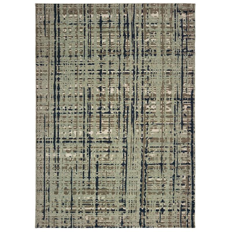 Montage 8020B Blue/ Tan Indoor Area Rug - 9'10" x 12'10"