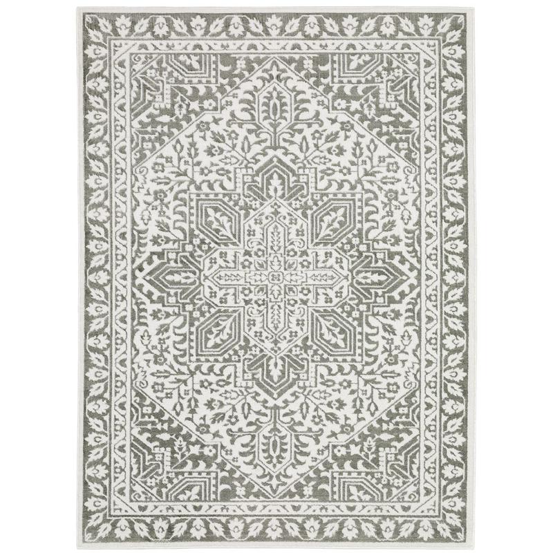 Montecito 1101W Grey/ White Indoor Area Rug - 3'3" x 5'