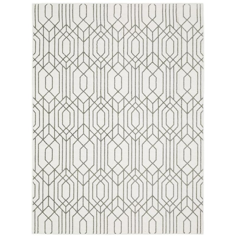 Montecito 4158W White/ Grey Indoor Area Rug - 3'3" x 5'